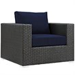 Modway Sojourn 3-Piece Aluminum and Rattan Patio Sectional Set in Canvas/Navy