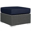 Modway Sojourn 3-Piece Aluminum and Rattan Patio Sectional Set in Canvas/Navy