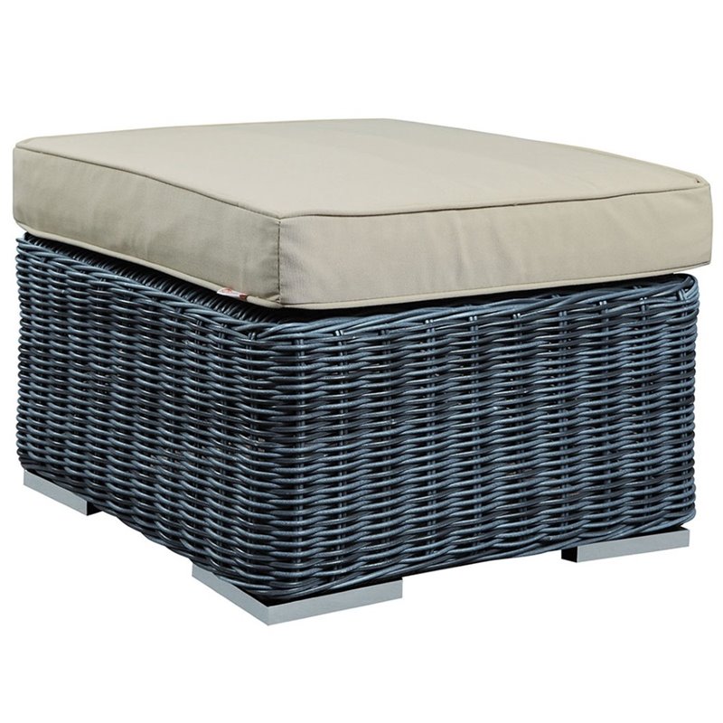 Modway Summon 3-Piece Aluminum and Rattan Patio Sectional Set in Canvas/Beige
