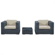 Modway Summon 3-Piece Aluminum and Rattan Patio Sectional Set in Canvas/Beige