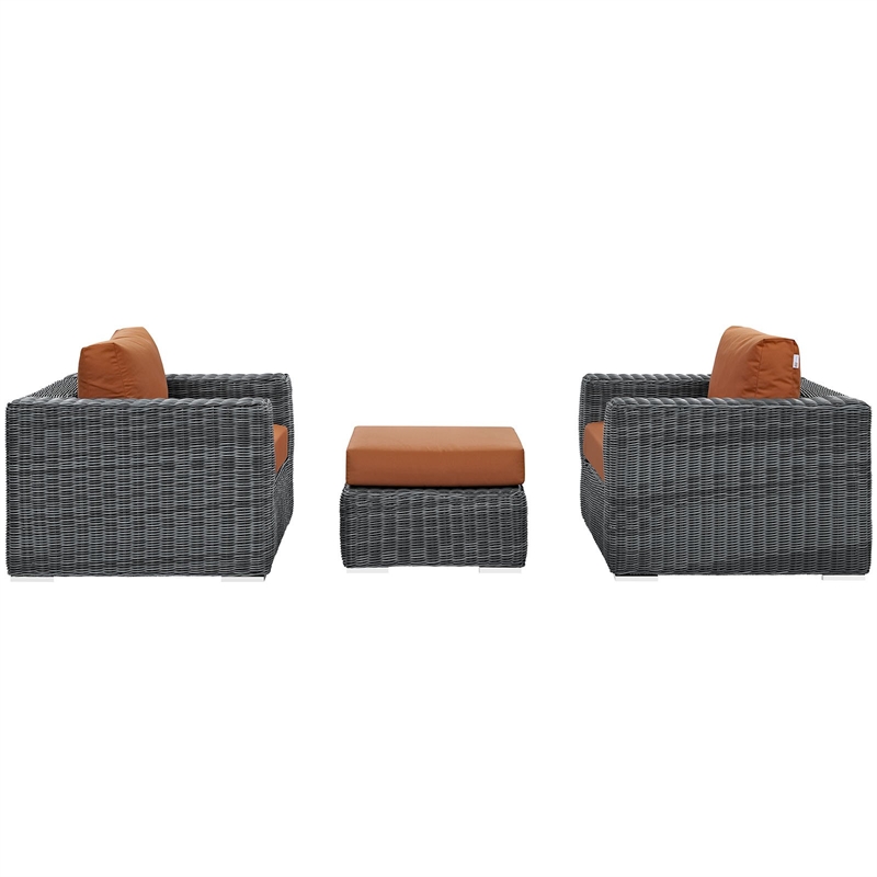 Modway Summon 3 Piece Patio Sofa Set in Canvas Tuscan