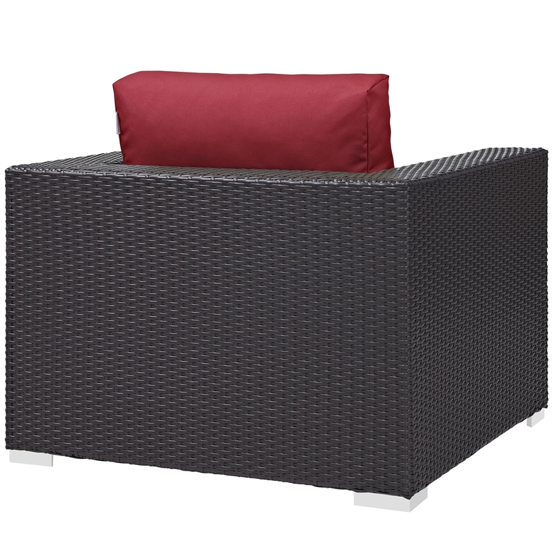 Modway Convene Aluminum and Rattan Patio Armchair in Espresso/Red