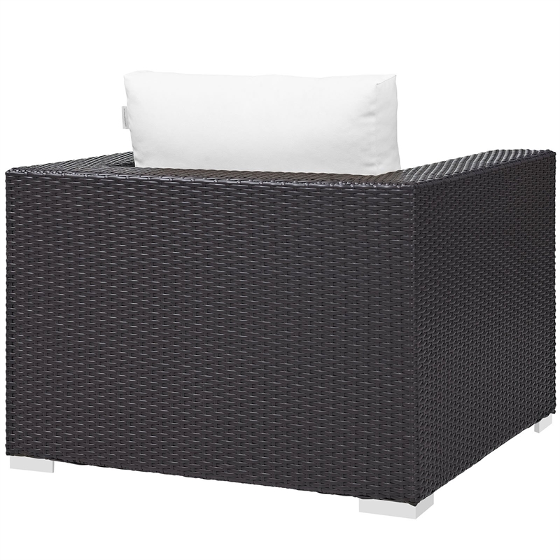 Modway Convene Aluminum and Rattan Patio Armchair in Espresso/White