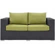 Modway Convene Aluminum and Rattan Patio Loveseat in Espresso/Peridot