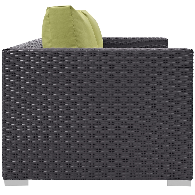 Modway Convene Aluminum and Rattan Patio Loveseat in Espresso/Peridot
