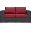 Modway Convene Aluminum and Rattan Patio Loveseat in Espresso/Red