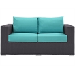 Modway Convene Aluminum and Rattan Patio Loveseat in Espresso/Turquoise