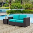 Modway Convene Aluminum and Rattan Patio Loveseat in Espresso/Turquoise