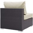 Modway Convene Aluminum and Rattan Patio Armless Chair in Espresso/Beige