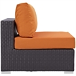 Modway Convene Aluminum and Rattan Patio Armless Chair in Espresso/Orange