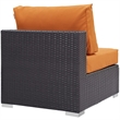 Modway Convene Aluminum and Rattan Patio Armless Chair in Espresso/Orange