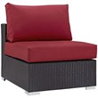 Modway Convene Aluminum and Rattan Patio Armless Chair in Espresso/Red