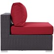 Modway Convene Aluminum and Rattan Patio Armless Chair in Espresso/Red