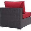 Modway Convene Aluminum and Rattan Patio Armless Chair in Espresso/Red