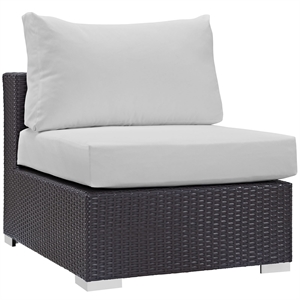 Modway Convene Aluminum and Rattan Patio Armless Chair in Espresso/White