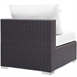 Modway Convene Aluminum and Rattan Patio Armless Chair in Espresso/White