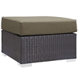 Modway Convene Square Fabric and Rattan Patio Ottoman in Espresso/Mocha