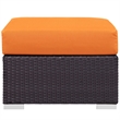 Modway Convene Square Fabric and Rattan Patio Ottoman in Espresso/Orange