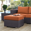 Modway Convene Square Fabric and Rattan Patio Ottoman in Espresso/Orange