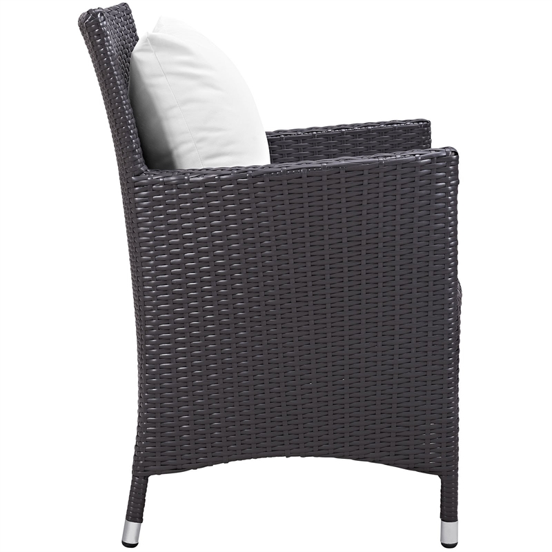 Modway Convene Aluminum and Rattan Patio Dining Armchair in Espresso/White