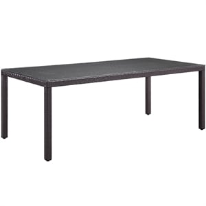 Modway Convene 82&quot Aluminum and Rattan Patio Dining Table in Espresso
