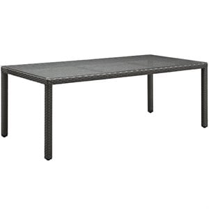 Modway Sojourn 82&quot Aluminum and Rattan Patio Dining Table in Chocolate