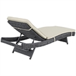 Modway Summon Adjustable Patio Chaise Lounge in Antique Canvas Beige