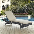 Modway Summon Adjustable Patio Chaise Lounge in Antique Canvas Beige