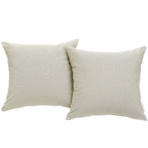 Modway Convene 2-Piece Modern Fabric Outdoor Patio Pillow Set in Beige