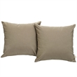 Modway Convene 2-Piece Modern Fabric Outdoor Patio Pillow Set in Mocha Brown