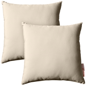 Modway Summon 2-Piece Modern Fabric Outdoor Patio Pillow Set in Beige