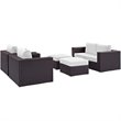 Modway Convene 5-Piece Aluminum and Rattan Patio Sofa Set in Espresso/White