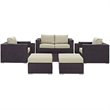 Modway Convene 8-Piece Aluminum and Rattan Patio Sofa Set in Espresso/Beige