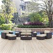 Modway Convene 8-Piece Aluminum and Rattan Patio Sofa Set in Espresso/Beige