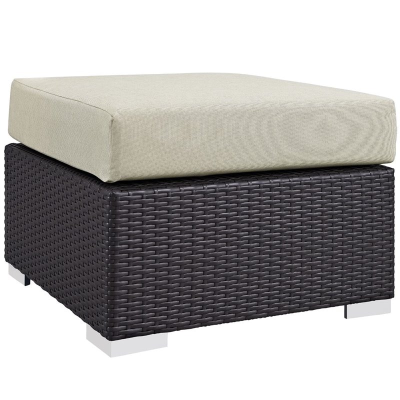 Modway Convene 8-Piece Aluminum and Rattan Patio Sofa Set in Espresso/Beige