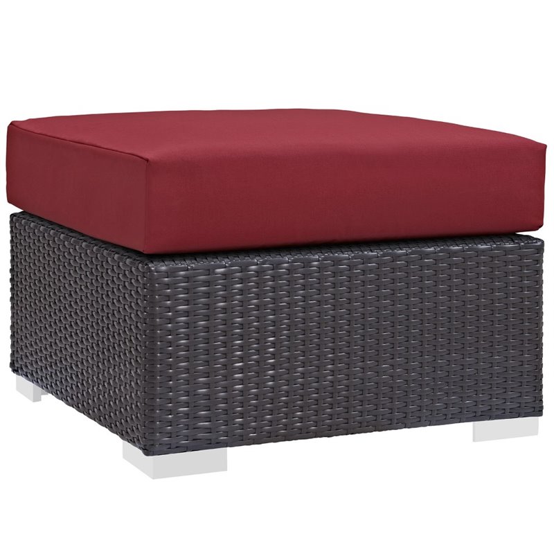 Modway Convene 8-Piece Aluminum and Rattan Patio Sofa Set in Espresso/Red