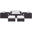 Modway Convene 8-Piece Aluminum and Rattan Patio Sofa Set in Espresso/White