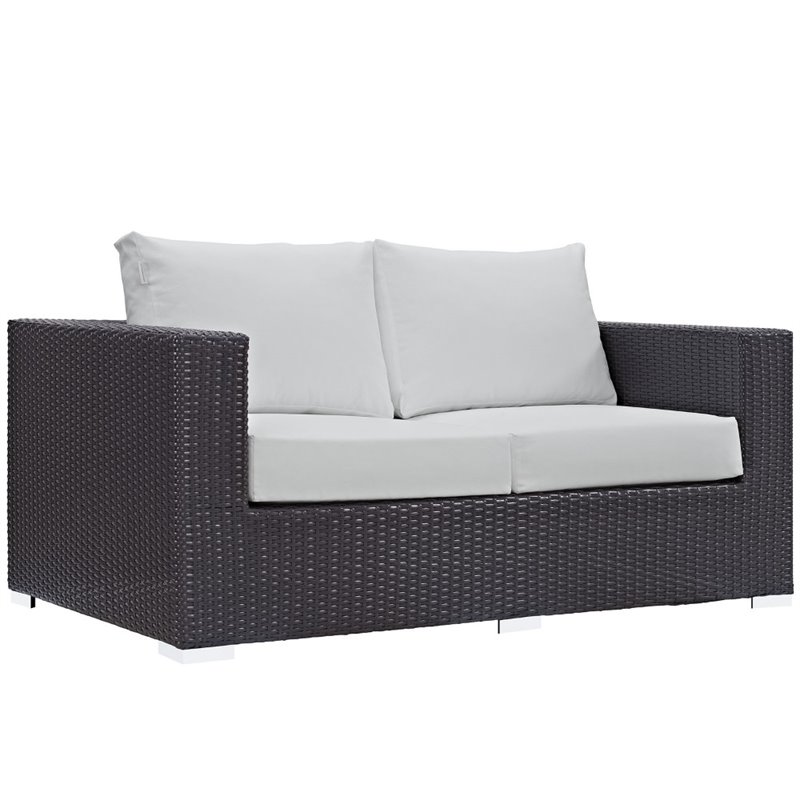 Modway Convene 8-Piece Aluminum and Rattan Patio Sofa Set in Espresso/White
