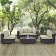 Modway Convene 5-Piece Aluminum and Rattan Patio Sectional Set - Espresso/Beige