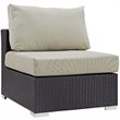 Modway Convene 5-Piece Aluminum and Rattan Patio Sectional Set - Espresso/Beige