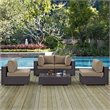 Modway Convene 5-Piece Aluminum and Rattan Patio Sectional Set - Espresso/Mocha