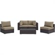 Modway Convene 5-Piece Aluminum and Rattan Patio Sectional Set - Espresso/Mocha