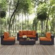 Modway Convene 5-Piece Aluminum Rattan Patio Sectional Set - Espresso/Orange