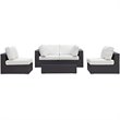 Modway Convene 5-Piece Aluminum & Rattan Patio Sectional Set in Espresso/White
