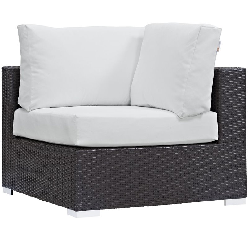 Modway Convene 5-Piece Aluminum & Rattan Patio Sectional Set in Espresso/White