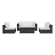 Modway Convene 5-Piece Aluminum & Rattan Patio Sectional Set in Espresso/White