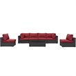 Modway Convene 7-Piece Aluminum & Rattan Patio Sectional Set in Espresso/Red