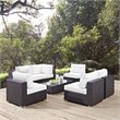 Modway Convene 7-Piece Aluminum & Rattan Patio Sectional Set in Espresso/White
