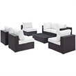 Modway Convene 7-Piece Aluminum & Rattan Patio Sectional Set in Espresso/White