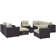 Modway Convene 10-Piece Aluminum Rattan Patio Sectional Set in Espresso/Beige